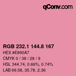 Color code: RGB 232.1 144.8 167 | qconv.com