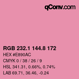カラーコード: RGB 232.1 144.8 172 | qconv.com