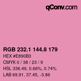 カラーコード: RGB 232.1 144.8 179 | qconv.com