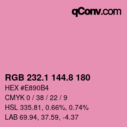 カラーコード: RGB 232.1 144.8 180 | qconv.com