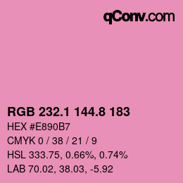 カラーコード: RGB 232.1 144.8 183 | qconv.com