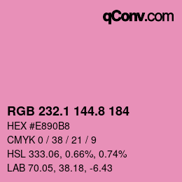 カラーコード: RGB 232.1 144.8 184 | qconv.com