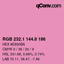 カラーコード: RGB 232.1 144.8 186 | qconv.com