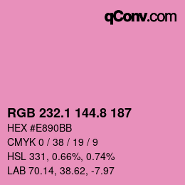 カラーコード: RGB 232.1 144.8 187 | qconv.com