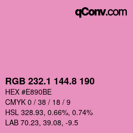 カラーコード: RGB 232.1 144.8 190 | qconv.com