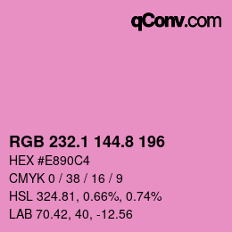 カラーコード: RGB 232.1 144.8 196 | qconv.com