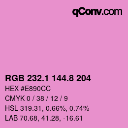 カラーコード: RGB 232.1 144.8 204 | qconv.com