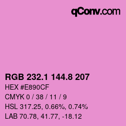 カラーコード: RGB 232.1 144.8 207 | qconv.com