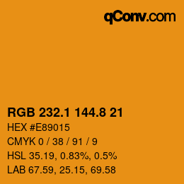 カラーコード: RGB 232.1 144.8 21 | qconv.com