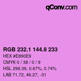 カラーコード: RGB 232.1 144.8 233 | qconv.com