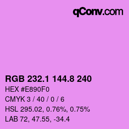 カラーコード: RGB 232.1 144.8 240 | qconv.com