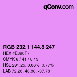 カラーコード: RGB 232.1 144.8 247 | qconv.com