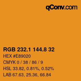 Color code: RGB 232.1 144.8 32 | qconv.com