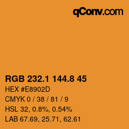 カラーコード: RGB 232.1 144.8 45 | qconv.com