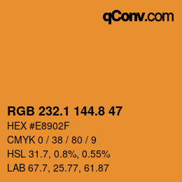 Color code: RGB 232.1 144.8 47 | qconv.com