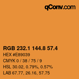 カラーコード: RGB 232.1 144.8 57.4 | qconv.com