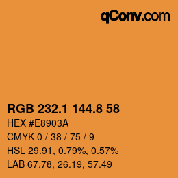 Color code: RGB 232.1 144.8 58 | qconv.com