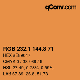 Farbcode: RGB 232.1 144.8 71 | qconv.com
