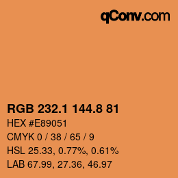 Color code: RGB 232.1 144.8 81 | qconv.com