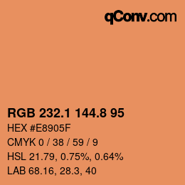 カラーコード: RGB 232.1 144.8 95 | qconv.com
