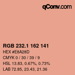 カラーコード: RGB 232.1 162 141 | qconv.com