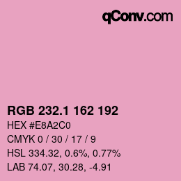カラーコード: RGB 232.1 162 192 | qconv.com