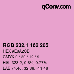 カラーコード: RGB 232.1 162 205 | qconv.com