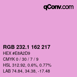 カラーコード: RGB 232.1 162 217 | qconv.com
