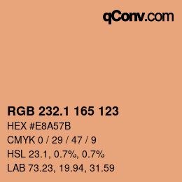 カラーコード: RGB 232.1 165 123 | qconv.com