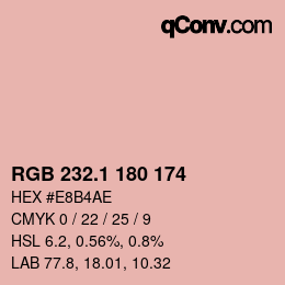 カラーコード: RGB 232.1 180 174 | qconv.com