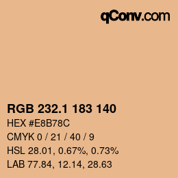 カラーコード: RGB 232.1 183 140 | qconv.com