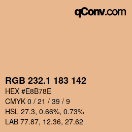 カラーコード: RGB 232.1 183 142 | qconv.com