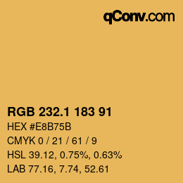 カラーコード: RGB 232.1 183 91 | qconv.com