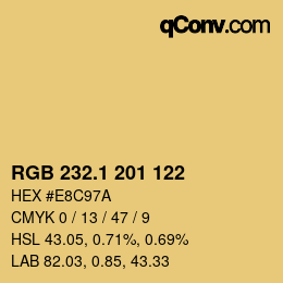 カラーコード: RGB 232.1 201 122 | qconv.com