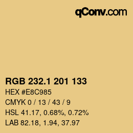 カラーコード: RGB 232.1 201 133 | qconv.com