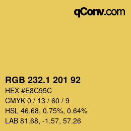 カラーコード: RGB 232.1 201 92 | qconv.com