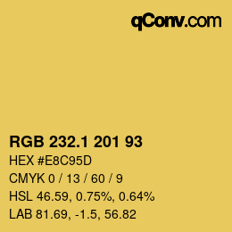 カラーコード: RGB 232.1 201 93 | qconv.com