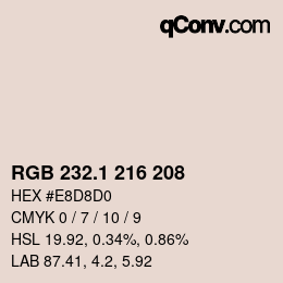 Color code: RGB 232.1 216 208 | qconv.com