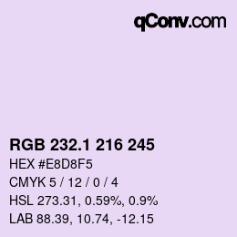 カラーコード: RGB 232.1 216 245 | qconv.com