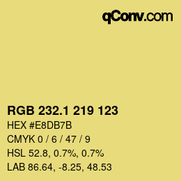 カラーコード: RGB 232.1 219 123 | qconv.com