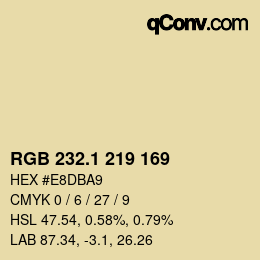 カラーコード: RGB 232.1 219 169 | qconv.com