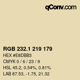 Color code: RGB 232.1 219 179 | qconv.com