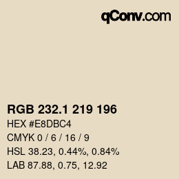 Color code: RGB 232.1 219 196 | qconv.com