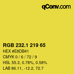 カラーコード: RGB 232.1 219 65 | qconv.com