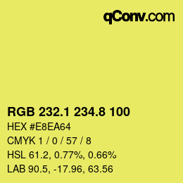 カラーコード: RGB 232.1 234.8 100 | qconv.com