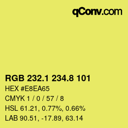 カラーコード: RGB 232.1 234.8 101 | qconv.com