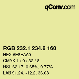Color code: RGB 232.1 234.8 160 | qconv.com