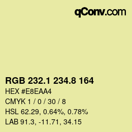 Color code: RGB 232.1 234.8 164 | qconv.com
