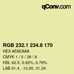 Color code: RGB 232.1 234.8 170 | qconv.com