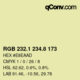 カラーコード: RGB 232.1 234.8 173 | qconv.com
